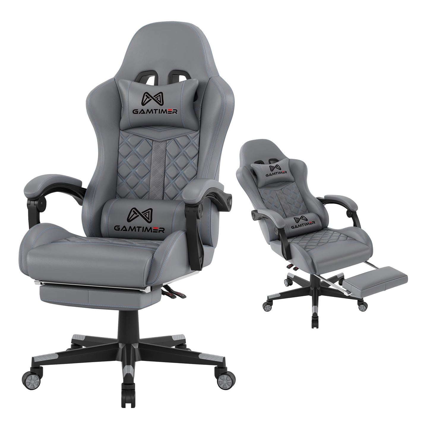 Gamtimer Gaming Chair, 400 lbs Adult Chair, High Back Computer Chair with Footrest and Linked Armrests, Office Video Game Chair with Lumbar Support (Grey)